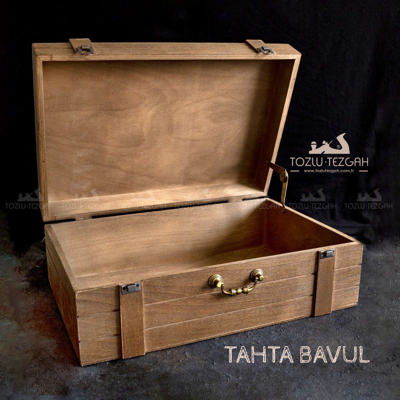 Ahşap Eskitme Tahta Bavul
